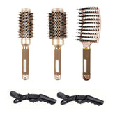 BlowOut Pro - Ionic Boar Bristle Round Hairbrush Set for Salon-Quality Styling 0
